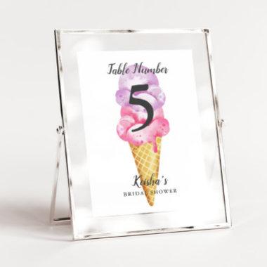 Ice Cream Bridal Shower Table Number