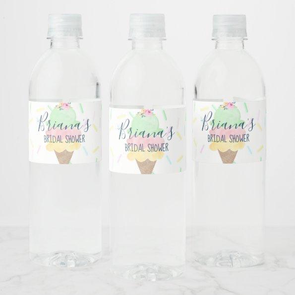 Ice Cream Bridal Shower Water Bottle Label