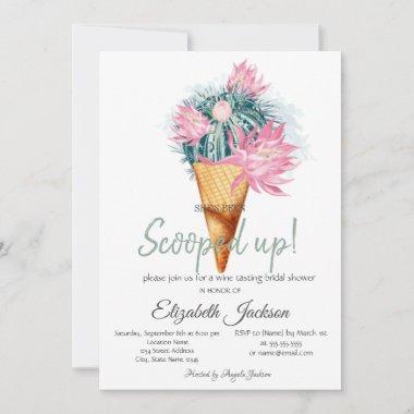 Ice Cream Cactus Flowers Bridal Shower Invitations