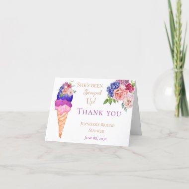 Ice Cream Floral Bridal Shower She's Scooped Up Thank You Invitations