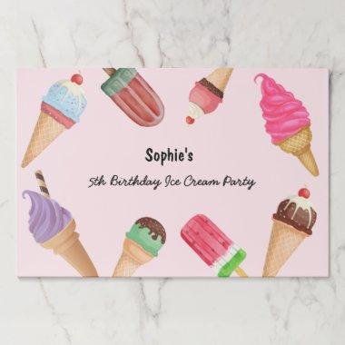 Ice Cream Party Popsicles Pink Paper Placemat