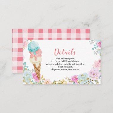 Ice cream pastel Details Baby Shower Insert Card