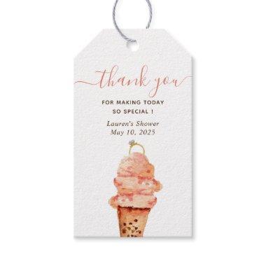 Ice Cream Pink Bridal shower Thank you Gift Tags