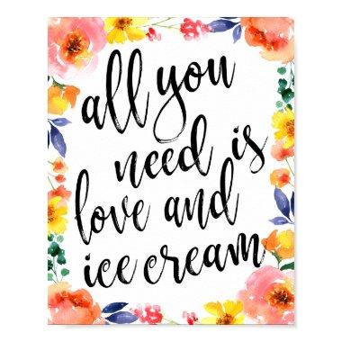 Ice Cream Sation 8x10 Floral Wedding Sign