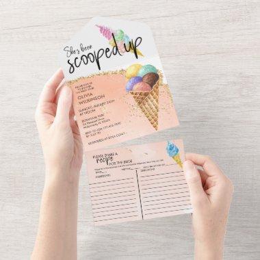 Ice Cream Scoop | Glitter Bridal Shower  All In One Invitations