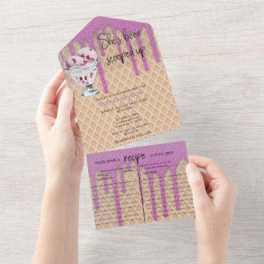 Ice Cream Scoop | Gold Pink Glitter  All In One