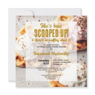 Ice Cream Scoop Heart Shaped Waffle Bridal Shower Invitations