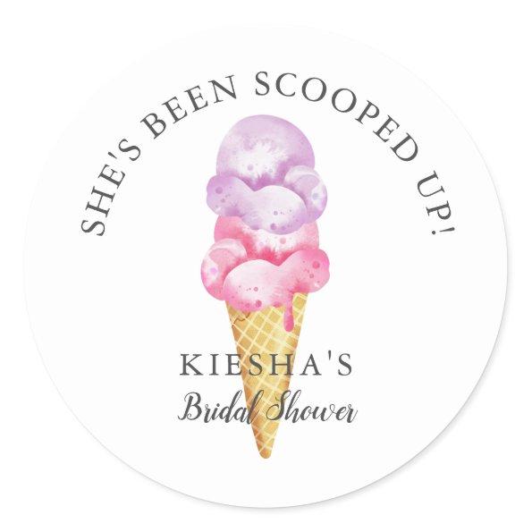 Ice Cream Scooped Up Bridal Shower Favor Classic Round Sticker