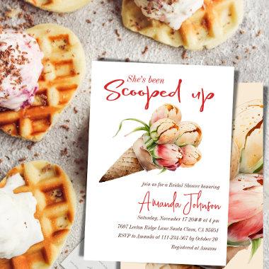 Ice Cream Scooped Up Floral Bridal Shower Invitations
