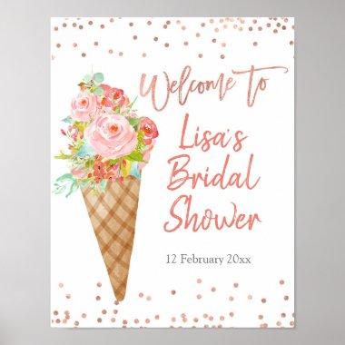 Ice Cream She's Been Scooped Bridal Shower Welcome Poster