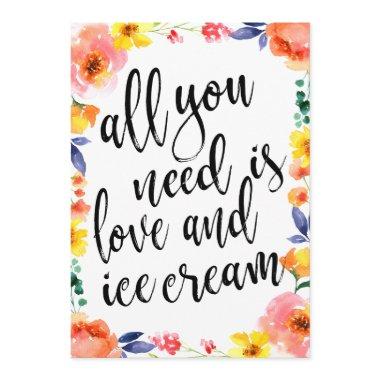 Ice cream station affordable floral sign Invitations