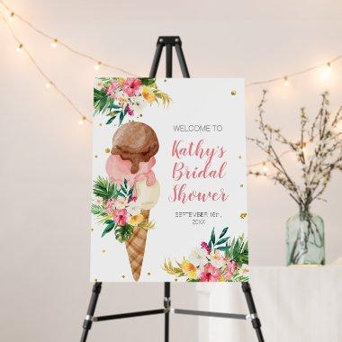 Ice Cream Summer Floral Bridal Shower Welcome Foam Board