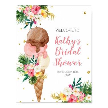 Ice Cream Summer Floral Bridal Shower Welcome Sign