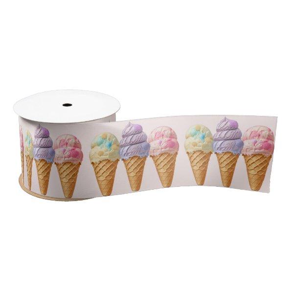 Ice Cream Summer Scooped Up  Favor Satin Ribbon