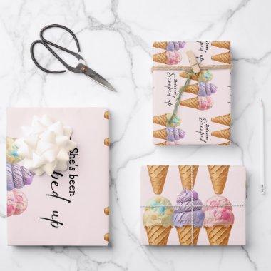 Ice Cream Summer Scooped Up Bridal Shower Favor Wrapping Paper Sheets