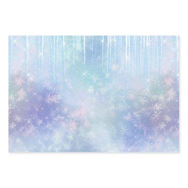 Icicles Snowflakes Crystals Blue Purple Wrapping Paper Sheets