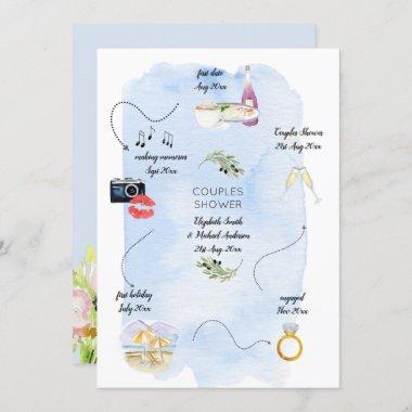 Icon Timeline of how we met Bridal Couples Shower Invitations