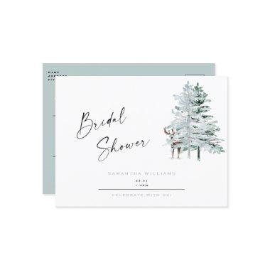 Icy blue Woodland Deer Winter  Invitation Post