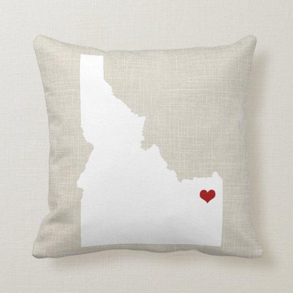 Idaho State Pillow Faux Linen Personalized