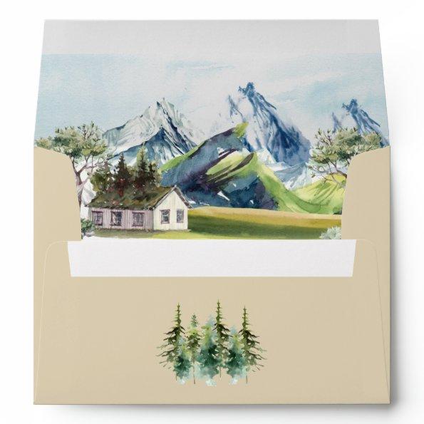 Idyllic Alps Mountain Pine Forest Return Address E Envelope
