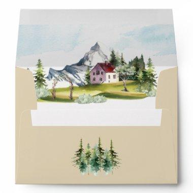 Idyllic Alps Mountain Pine Forest Return Address Envelope