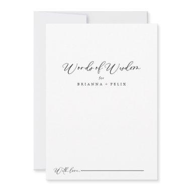 Idyllic Calligraphy Wedding Words of Wisdom  Advice Card