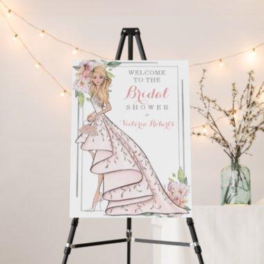 Illustrated Bride in Gown Welcome Sign