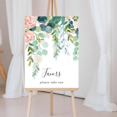 Illustrated Colorful Tropical Floral Favors Sign