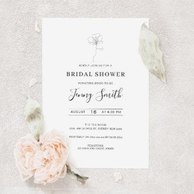Illustrated hand drawn flower bridal shower Invitations