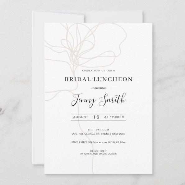 Illustrated line art bridal luncheon Invitations