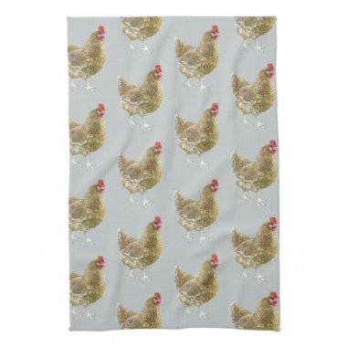 Illustrated Patterned Chicken Kitchen Tea Towel