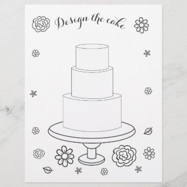 Illustrated Wedding Activity Cake Coloring Page