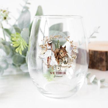 Illustrated Western | Bachelorette Bridesmaid Stemless Wine Glass