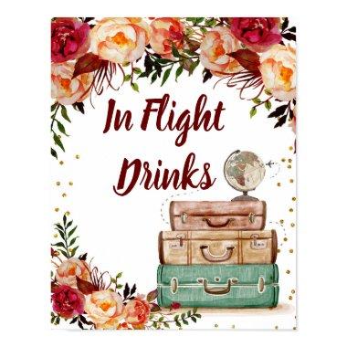 In Flight Drinks Sign Travel Bridal Shower Poster