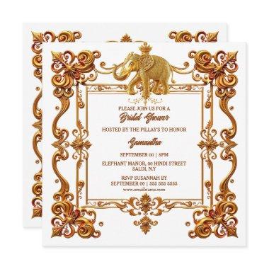 Indian elephants gold white ornate  holiday
