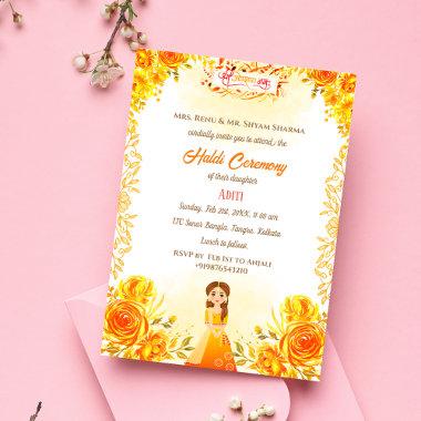 Indian Hindu Bride Haldi Ceremony Ganesha Floral