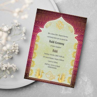 Indian Hindu Bride Haldi Ceremony Ganesha
