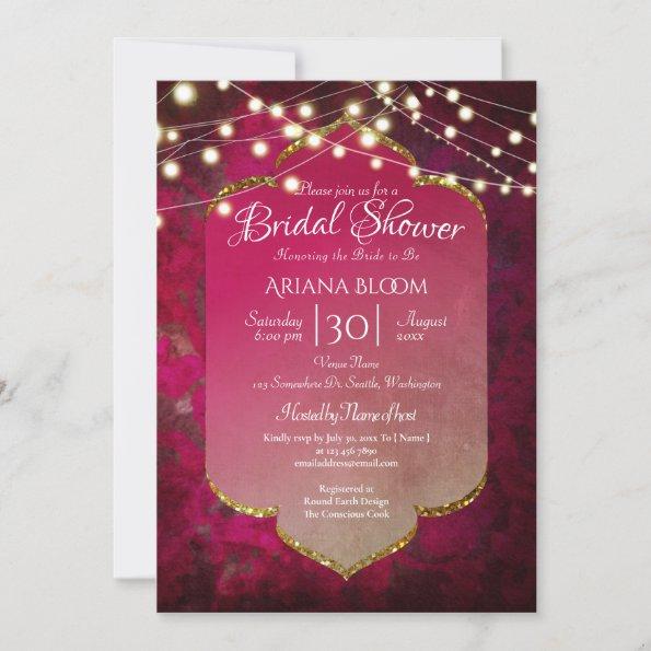 Indian Inspired Boho Damask in Deep Pink Invitations