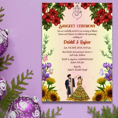 Indian Pre Wedding Sangeet Ceremony Invitations