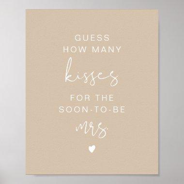 INDIE Boho Beige Guess How Many Kisses Bridal Sign