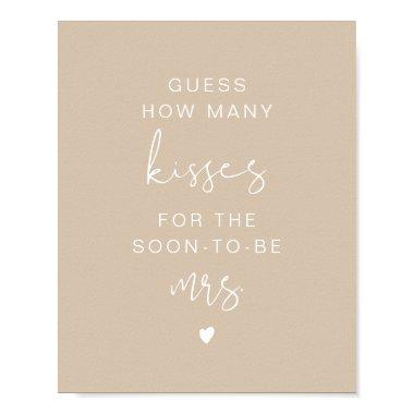 INDIE Boho Beige Guess How Many Kisses Bridal Sign