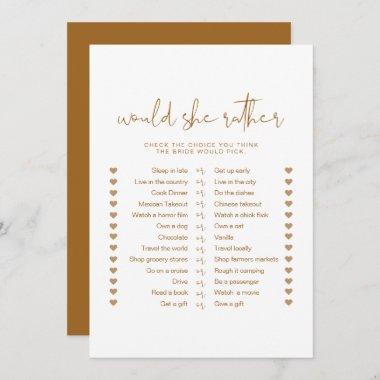 INDIE Boho Would She Rather Bridal Game Invitations