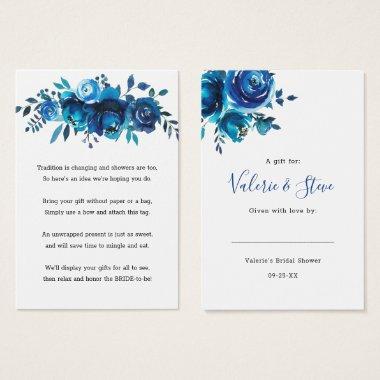 Indigo Blue Floral No Wrap Shower display gift tag