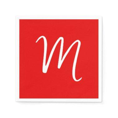 Initial Letter Monogram Stylish Red White Napkins