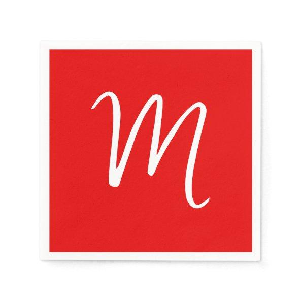 Initial Letter Monogram Stylish Red White Napkins