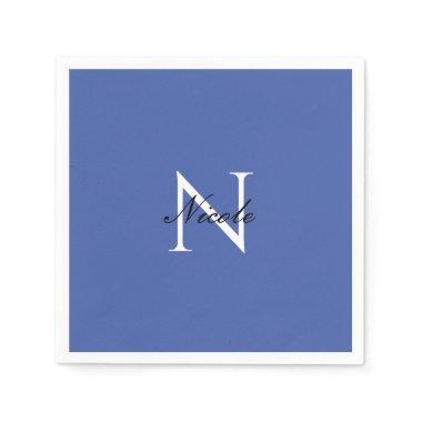 Initial Monogrammed Handwritten Own Name Blue Napkins