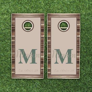 Initial personalized wood rustic fun established c cornhole set