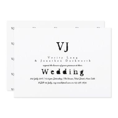 Ink Typewriter Wedding Invitations Black White