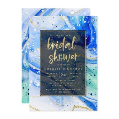 Inky Splash Blue Marble with Gold