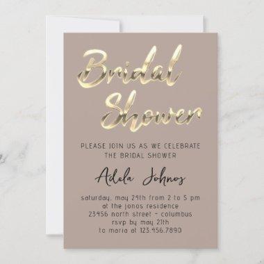 Instant Download Bridal Shower Kraft Gold  Invitations